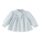 Dave&Bella Toddler Girls White/Light Blue Elegant Ruffle Details Cozy Cotton T-shirts