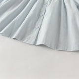Dave&Bella Toddler Girls White/Light Blue Elegant Ruffle Details Cozy Cotton T-shirts