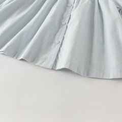 Dave&Bella Toddler Girls White/Light Blue Elegant Ruffle Details Cozy Cotton T-shirts