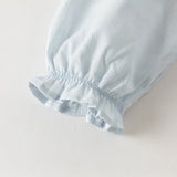 Dave&Bella Toddler Girls White/Light Blue Elegant Ruffle Details Cozy Cotton T-shirts