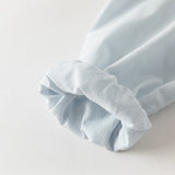 Dave&Bella Toddler Girls White/Light Blue Elegant Ruffle Details Cozy Cotton T-shirts