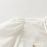 Dave&Bella Toddler Girls White/Light Blue Elegant Ruffle Details Cozy Cotton T-shirts
