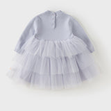 Dave&Bella Toddler Girls Purple Butterfly Print Turtle Party Mesh Cozy Cotton A-line Dress