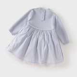 Dave&Bella Toddler Girls Purple Butterfly Print Turtle Party Mesh Cozy Cotton A-line Dress