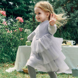 Dave&Bella Toddler Girls Purple Butterfly Print Turtle Party Mesh Cozy Cotton A-line Dress