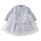 Dave&Bella Toddler Girls Purple Butterfly Print Turtle Party Mesh Cozy Cotton A-line Dress