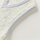 Dave&Bella Toddler Girls White Elegant Tweed Sleeveless V-neck Vests