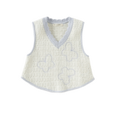 Dave&Bella Toddler Girls White Elegant Tweed Sleeveless V-neck Vests