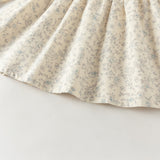 Dave&Bella Toddler Girls Blue Floral Print Doll Collar Two-piece Set Soft Cotton Party Dress