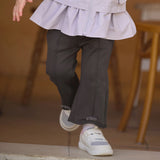 Dave&Bella Toddler Girls Dark Grey Design Fashionable Soft Flared Pants