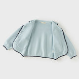 Dave&Bella Toddler Girls Blue Dress-Style Design Floral Embroidery Cozy Cardigans