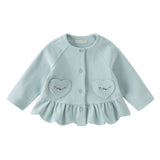 Dave&Bella Toddler Girls Blue Dress-Style Design Floral Embroidery Cozy Cardigans