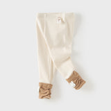 Dave&Bella Toddler Girls Beige/Dark Gray Cute Rabbit Versatile Legging Pants
