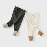 Dave&Bella Toddler Girls Beige/Dark Gray Cute Rabbit Versatile Legging Pants