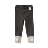 Dave&Bella Toddler Girls Beige/Dark Gray Cute Rabbit Versatile Legging Pants