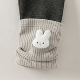 Dave&Bella Toddler Girls Beige/Dark Gray Cute Rabbit Versatile Legging Pants