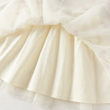 Dave&Bella Toddler Girls Pink White Plaid A-line Mesh Floral Party Birthday Graduation Dress
