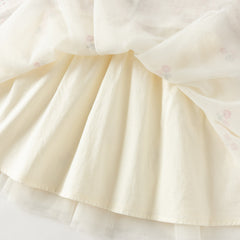 Dave&Bella Toddler Girls Pink White Plaid A-line Mesh Floral Party Birthday Graduation Dress