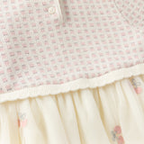 Dave&Bella Toddler Girls Pink White Plaid A-line Mesh Floral Party Birthday Graduation Dress