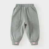 Dave&Bella Toddler Girls Grey/Apricot Comfortable Casual Elastic Waist Jogger Pants