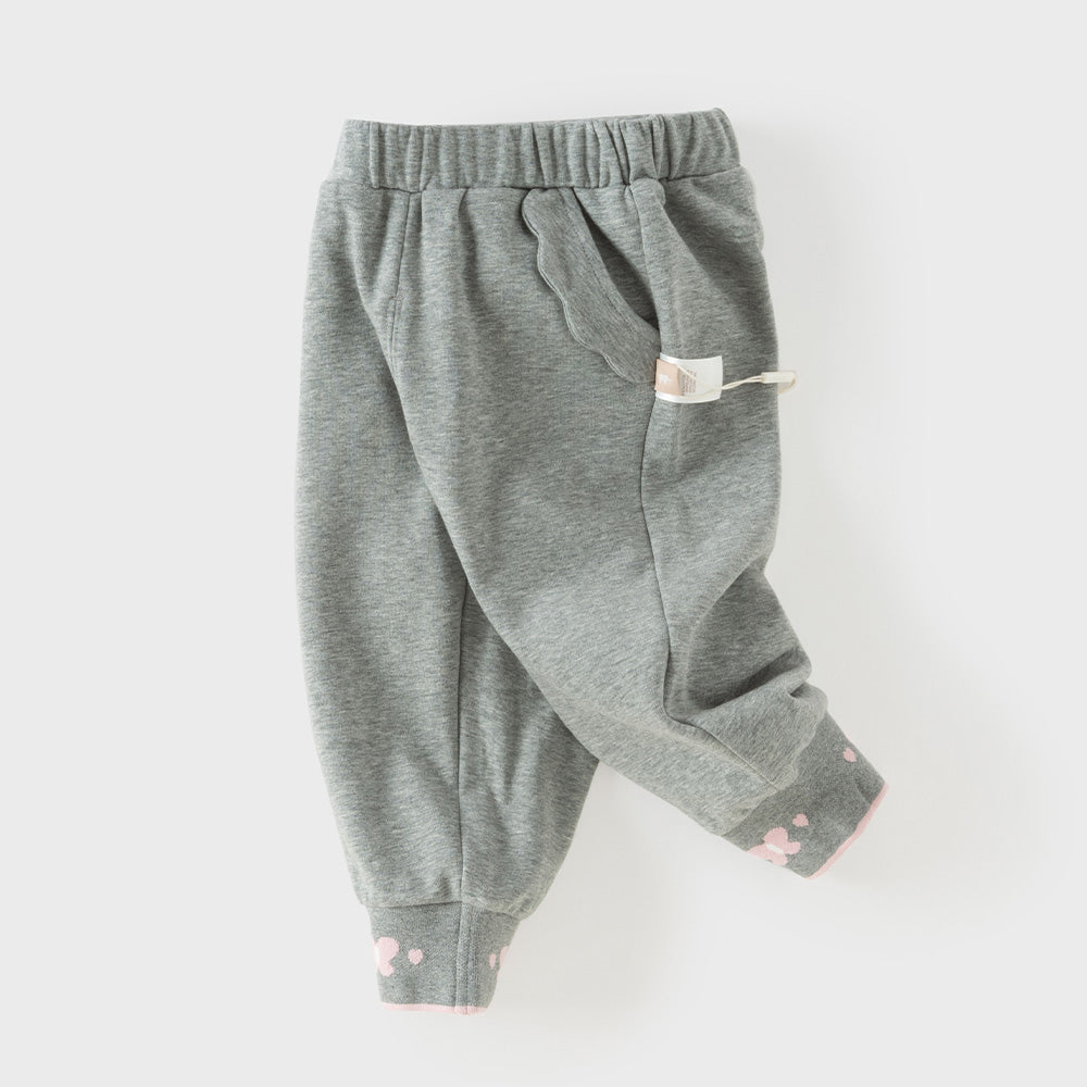 Dave&Bella Toddler Girls Grey/Apricot Comfortable Casual Elastic Waist Jogger Pants