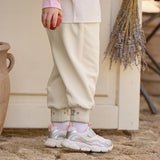 Dave&Bella Toddler Girls Grey/Apricot Comfortable Casual Elastic Waist Jogger Pants