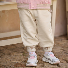 Dave&Bella Toddler Girls Grey/Apricot Comfortable Casual Elastic Waist Jogger Pants