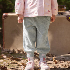 Dave&Bella Toddler Girls Grey/Apricot Comfortable Casual Elastic Waist Jogger Pants