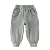 Dave&Bella Toddler Girls Grey/Apricot Comfortable Casual Elastic Waist Jogger Pants