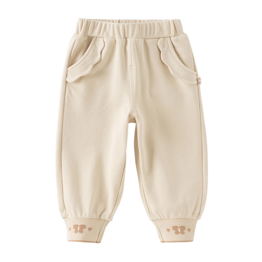 Dave&Bella Toddler Girls Grey/Apricot Comfortable Casual Elastic Waist Jogger Pants