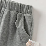 Dave&Bella Toddler Girls Grey/Apricot Comfortable Casual Elastic Waist Jogger Pants