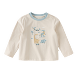 Dave&Bella Toddler Boys Apricot Cute Dinosaur Print Comfortable Long Sleeve T-shirts
