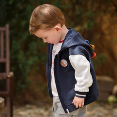Dave&Bella Toddler Boys Navy Special Dinosaur Hooded Comfortable Coats
