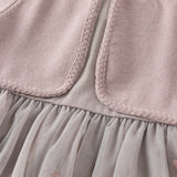 Dave&Bella Toddler Girls Purple Doll Collar Mock Two-Piece Party A-line Tulle Dress