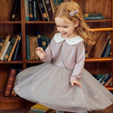 Dave&Bella Toddler Girls Purple Doll Collar Mock Two-Piece Party A-line Tulle Dress