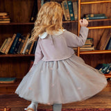 Dave&Bella Toddler Girls Purple Doll Collar Mock Two-Piece Party A-line Tulle Dress