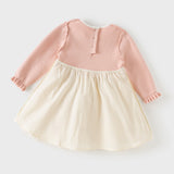 Dave&Bella Toddler Girls Pink Charming Print Doll Collar Party Soft Cozy Mesh A-line Dress
