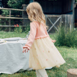 Dave&Bella Toddler Girls Pink Charming Print Doll Collar Party Soft Cozy Mesh A-line Dress