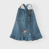 Dave&Bella Toddler Girls Denim Blue Cute Bear Print A-line Soft Comfortable Jean Dress
