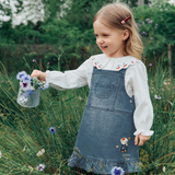 Dave&Bella Toddler Girls Denim Blue Cute Bear Print A-line Soft Comfortable Jean Dress