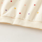 Dave&Bella Toddler Girls Beige Sweet Tiny Floral Print Round Sleeve Sweatshirts