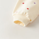 Dave&Bella Toddler Girls Beige Sweet Tiny Floral Print Round Sleeve Sweatshirts