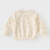 Dave&Bella Toddler Girls Beige Sweet Tiny Floral Print Round Sleeve Sweatshirts