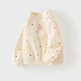 Dave&Bella Toddler Girls Beige Sweet Tiny Floral Print Round Sleeve Sweatshirts