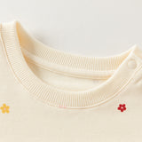 Dave&Bella Toddler Girls Beige Sweet Tiny Floral Print Round Sleeve Sweatshirts