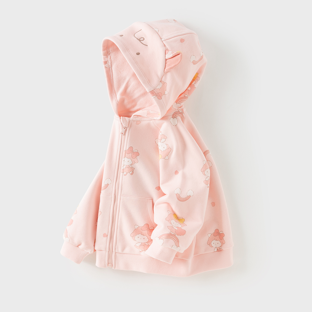 Dave&Bella Toddler Girls Pink Adorable Sheep Hooded Casual Soft Coats