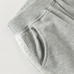 Dave&Bella Toddler Girls Light Gray Soft Bow Tie Elastic Waist & Cuff Pants