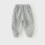 Dave&Bella Toddler Girls Light Gray Soft Bow Tie Elastic Waist & Cuff Pants