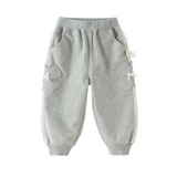 Dave&Bella Toddler Girls Light Gray Soft Bow Tie Elastic Waist & Cuff Pants