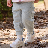 Dave&Bella Toddler Girls Light Gray Soft Bow Tie Elastic Waist & Cuff Pants